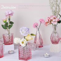 TBWIND Pink Glass Bud Vase Set of 24, Small Flower Vases for Centerpieces in Bulk, Mini Vintage Vase for Wedding Decor, and Home Table Décor