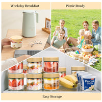 TBWIND 10oz Glass Jars with Bamboo Lids, Spoons, Airtight Overnight Oats Containers, Salad & Yogurt Storage, Mason Jars for Snacks, Spices, Meal Prep – Reusable, 4-Pack