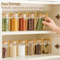 TBWIND 12 Pack 10 oz Round Glass Spice Jars with Lids and Spoons – Airtight Small Spice Containers Set with Labels, Clear Glass Storage Jars for Seasoning, Spices, Kitchen Pantry Organization