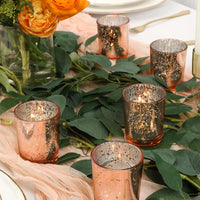 TBWIND 24 Pcs Rose Gold Votive Candle Holders, Speckled Mercury Rose Gold Glass Candle Holder Bulk for Wedding Centerpiece Table Decor, Tea Lights Candle Holder for Valentines Day Decor, Home Decor