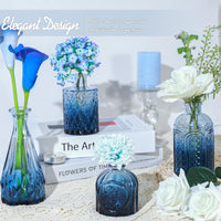 TBWIND 24Pcs Blue Glass Bud Vases Set, Small Vases for Flowers, Perfect for Centerpieces at Parties, Baby Showers, Weddings, Events, Graduation Season, Great Gifts for Office & Home Décor