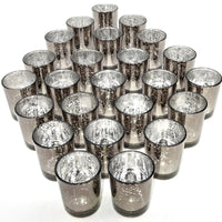 TBWIND 24 Pcs Black Votive Candle Holders, Speckled Mercury Black Glass Candle Holder Bulk for Wedding Centerpiece Table Decor, Tea Lights Candle Holder for Valentines Day Decor, Home Decor