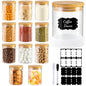 TBWIND 17oz Round Glass Storage Containers with Bamboo Lids – 12 Pack Small Airtight Clear Spice Jars for Pantry Organization, Kitchen Dry Food, Flour, Spice, Coffee Beans, Staples & Snacks